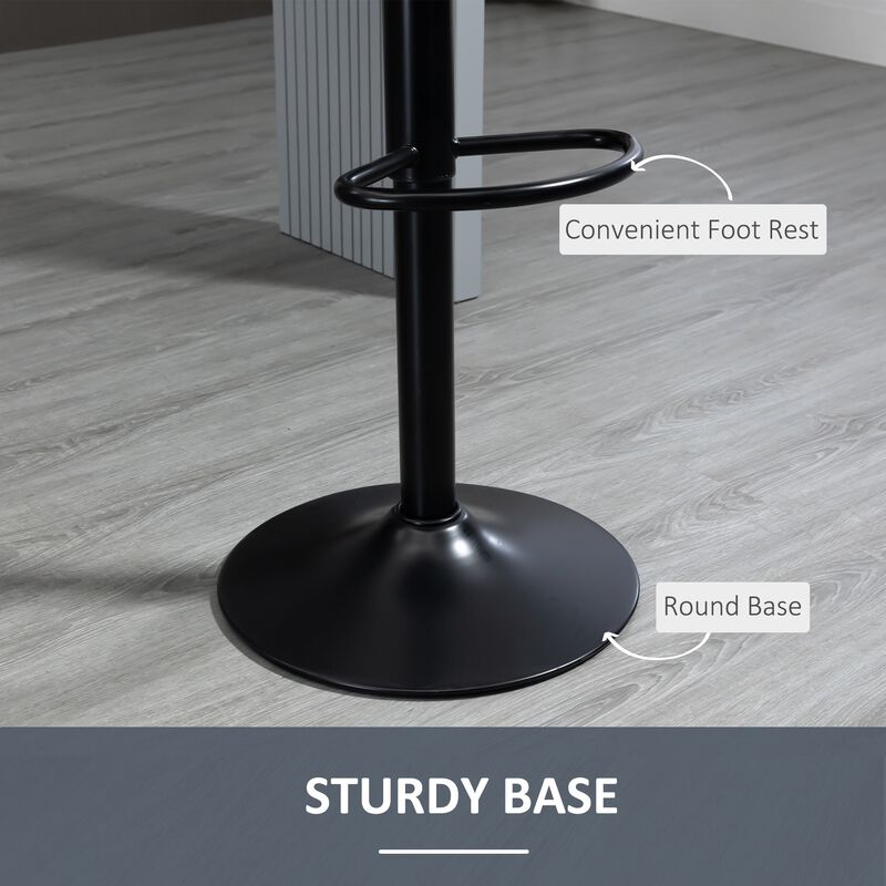 Black Bar Comfort: Adjustable Swivel Stools with Velvet-Touch Fabric