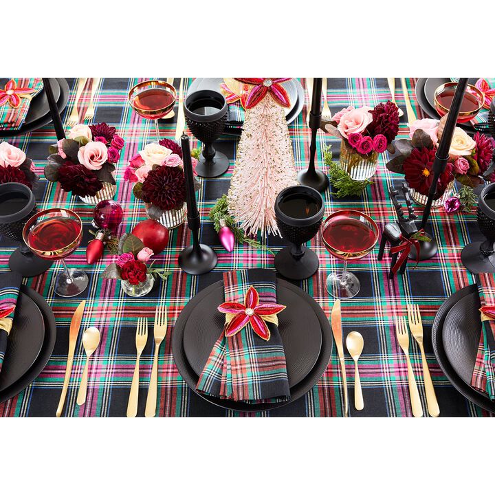Solino Home 100% Pure Linen Black Jewel Plaid for Spring and Easter