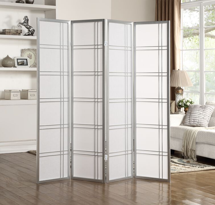 Streamdale Seto 4-Panel Room Divider Screen, Silver