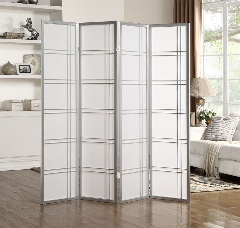 Streamdale Seto 4-Panel Room Divider Screen, Silver