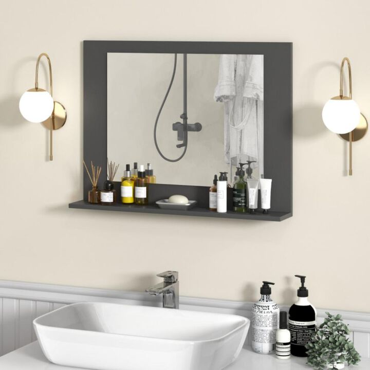 Hivvago Rectangle Bathroom Mirror with Shelf 23.5 x 17.5 Inch and Wood Frame