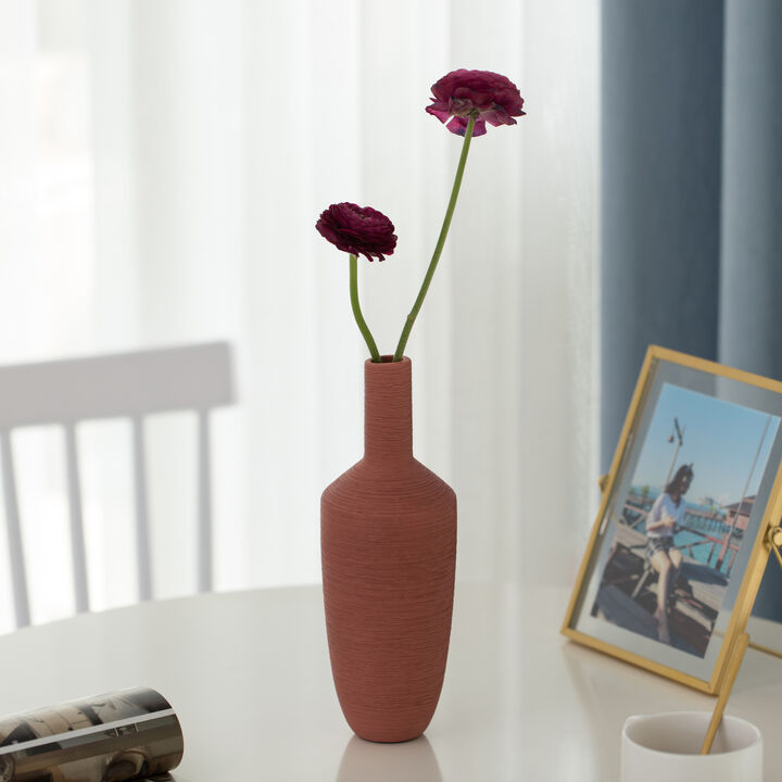 9" H Decorative Ceramic Cylinder Vase, Modern Style Centerpiece Table Vase, Blue