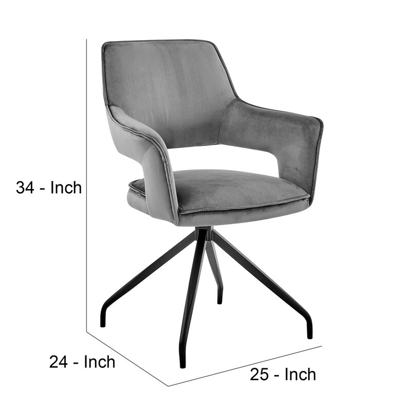 Velvet Upholstered Contemporary Accent Chair, Black and Gray-Benzara