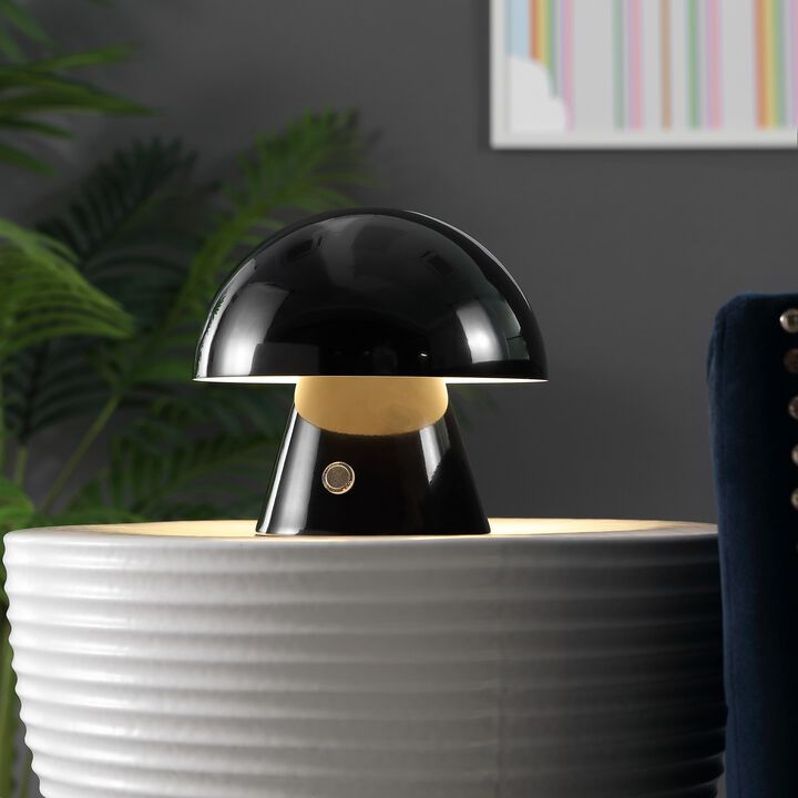 Porcini Contemporary Bohemian Rechargeablecordless Iron Integrated LED Mushroom Table Lamp