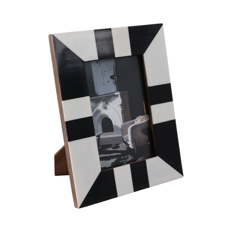 4x6 Geometric Photo Frame, Black/white