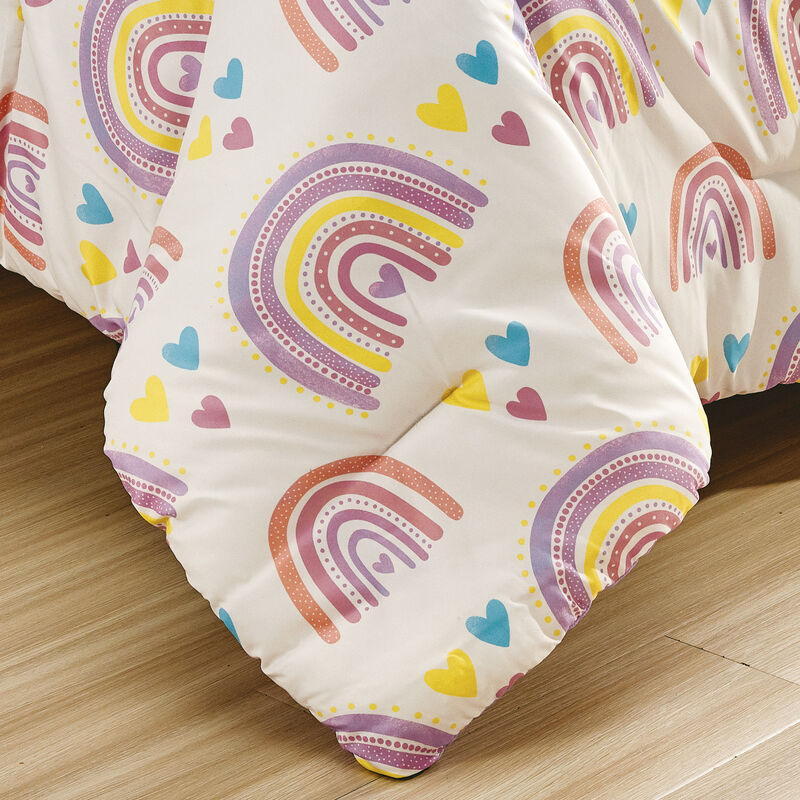 MarCielo Kids Girls Boys Comforter Set Rainbow Heart.