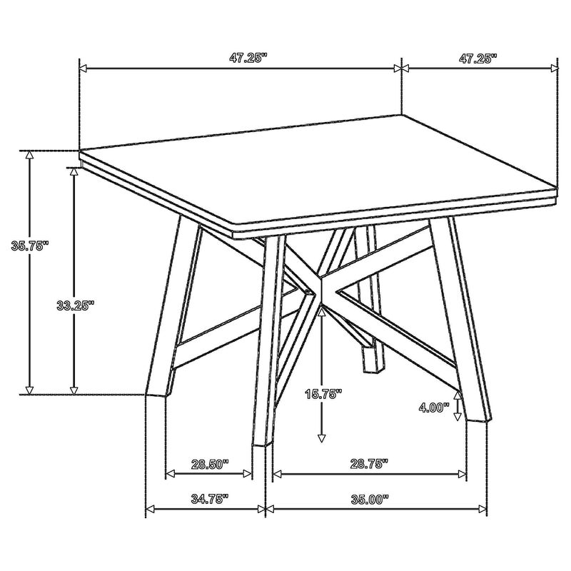 Kana Counter Height Dining Table, Brown Wood, Square 47 Inch Top - Benzara