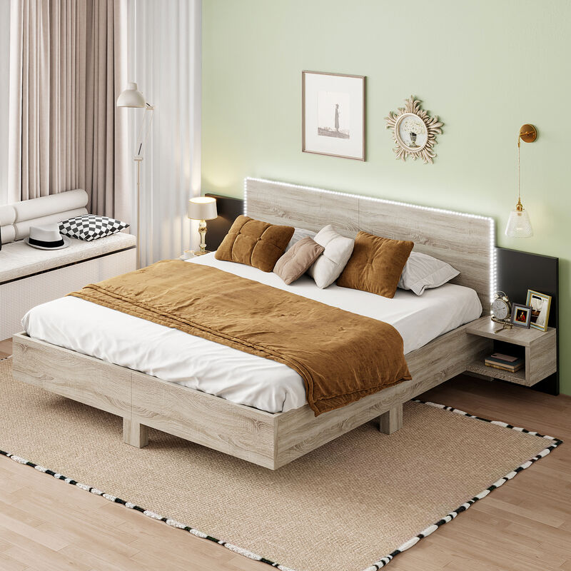 Merax Floating Platform Bed with LED Lights
