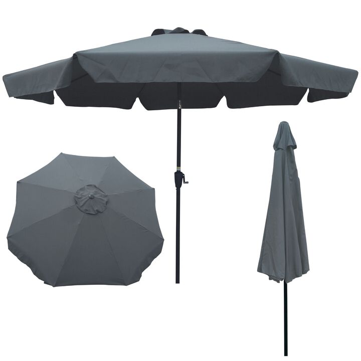 Outdoor Patio Umbrella 10Ft with Flap, 8 Ribs, Tilt & Crank