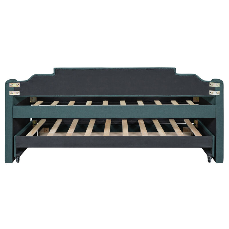 Merax Upholstered Daybed with Trundle and Drawers