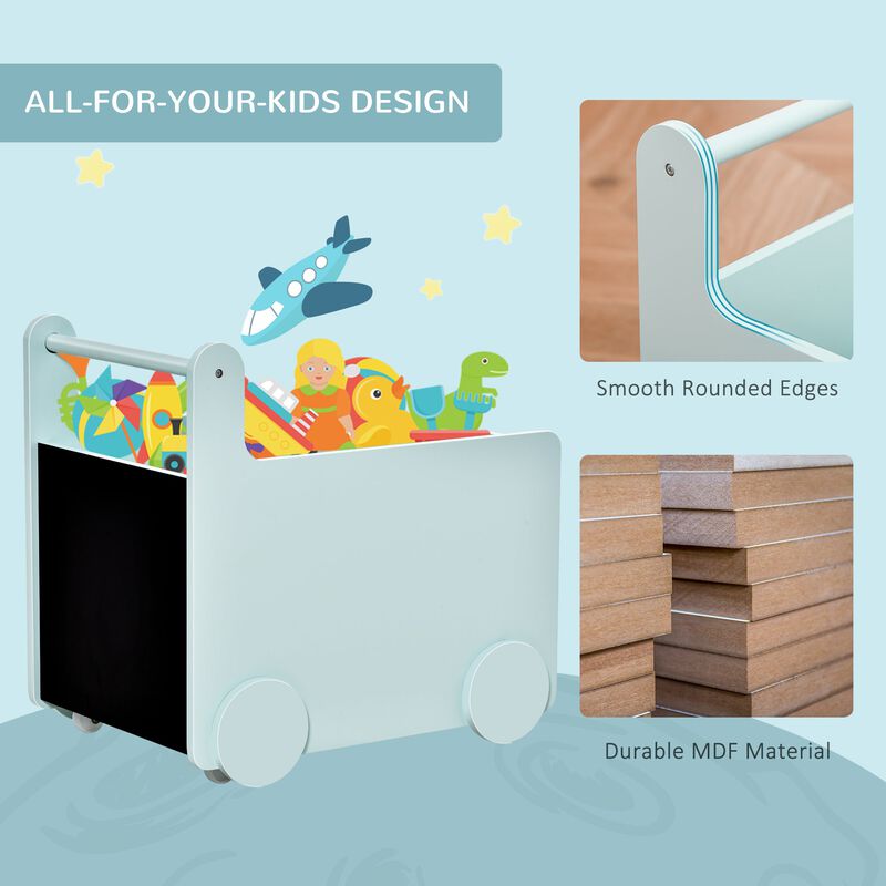 Blue Kids' Organizer: 18.5" Wheeled Storage Cabinet for Books and Toys