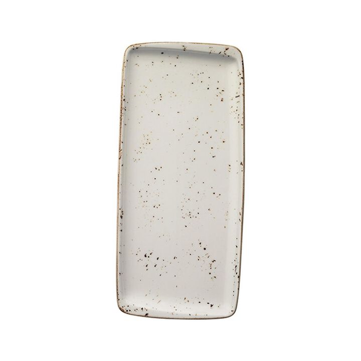 Grain 13.5" x 6" x h:0.75" Rectangular Decorated Porcelain Platter