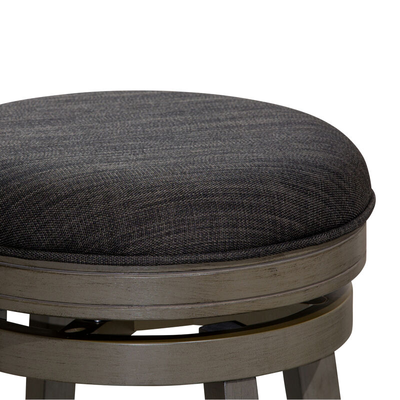 24" Counter Stool, Weathered Gray Finish, Charcoal Fabric Seat