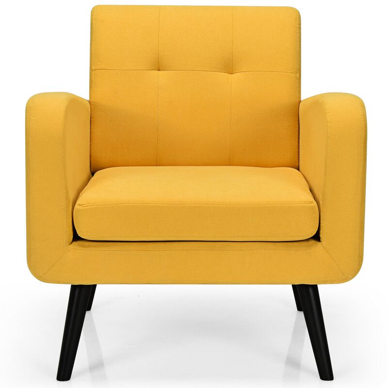 Modern Upholstered Comfy Accent Chair Single Sofa with Rubber Wood Legs