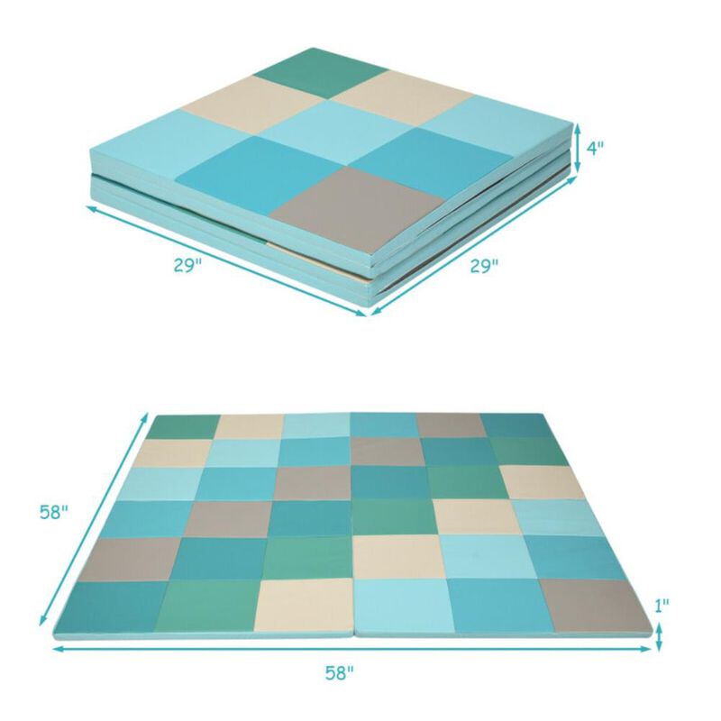 Hivvago 58 Inch Toddler Foam Play Mat Baby Folding Activity Floor Mat