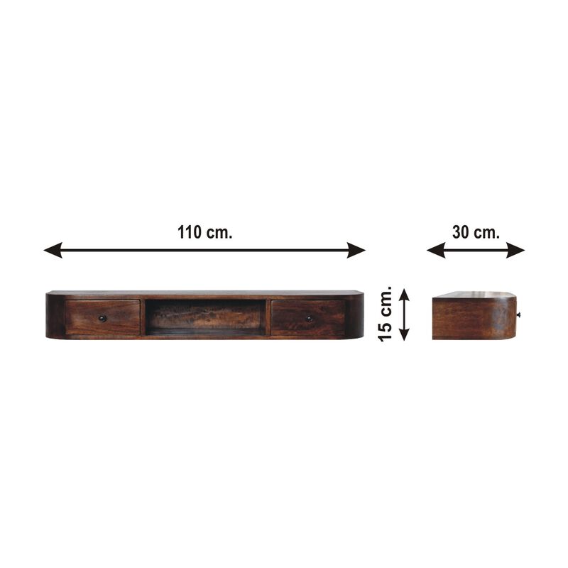 Lunar 2 Drawer Floating  Solid Wood Console