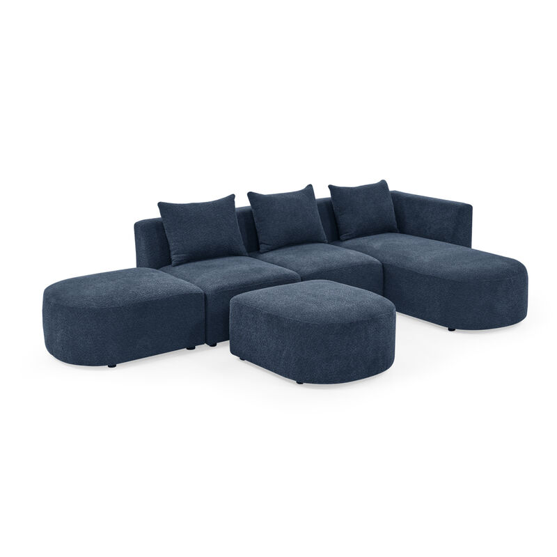 Navy L-Shaped Sectional with Ottoman