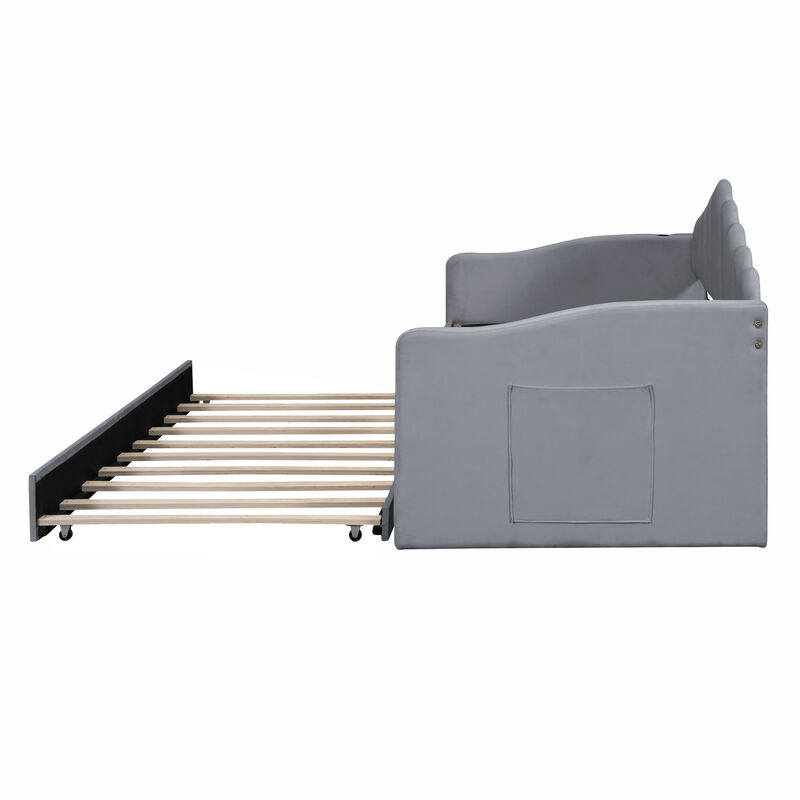Merax Upholstered Daybed Bed Frame with Trundle