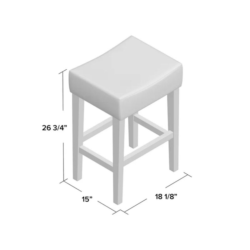Piya Counter Stool Set of 2, Backless, Brown Bonded Leather, Black Legs - Benzara
