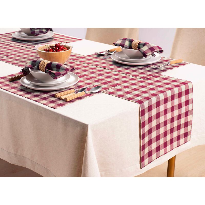 Solino Home 100% Pure Linen Table Runner 14 x 90 Inch | Morgan Check