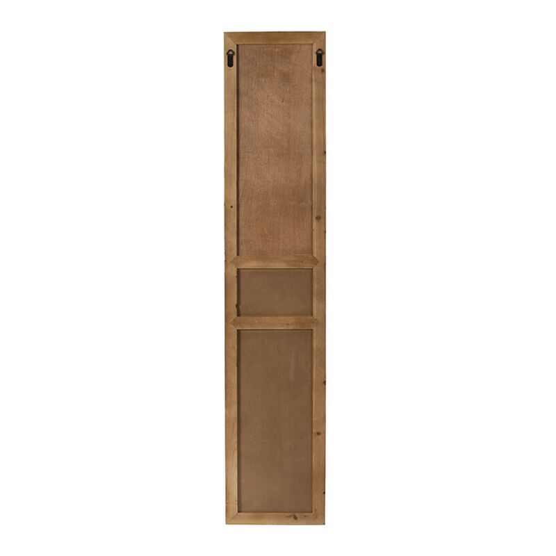 Hry 73 Inch Decorative Wood Panel, Tile Accents with Floral Leaf, Brown  - Benzara
