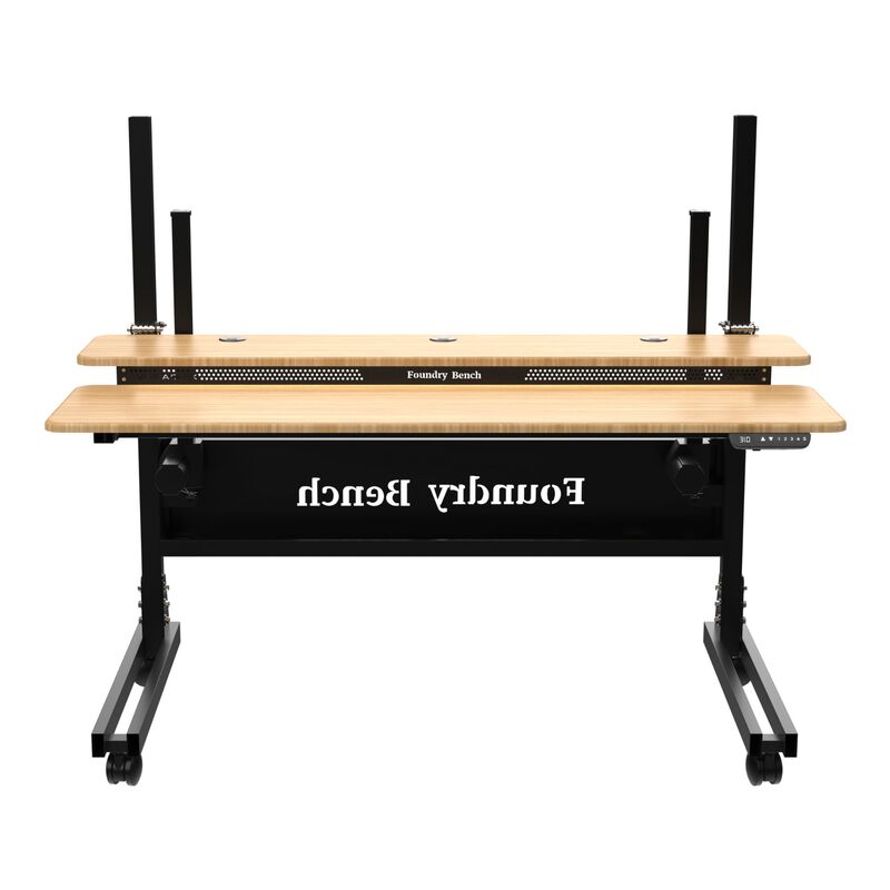 VersaDesk® Foundry Bench® Electric Portable Height Adjustable Standing Desk, 60"W, Black/Bamboo