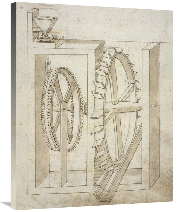 Folio 14: mill with undershot water wheel-Canvas Art-28x35