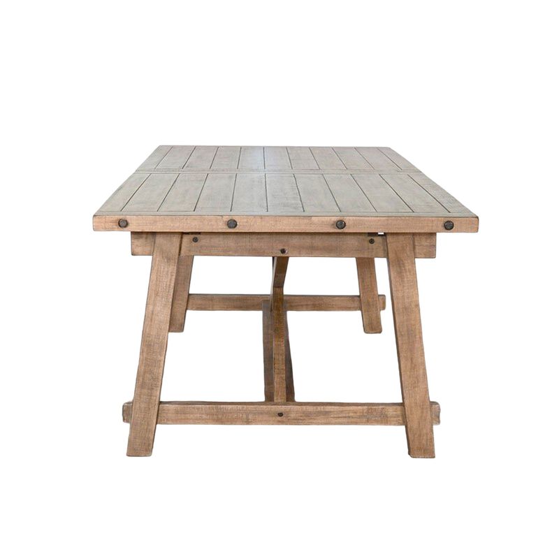 Anva Dining Table with Extendable Plank Top, 76-96 Inch Brown Mahogany - Benzara