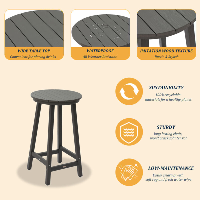 MONDAWE  3-Piece Plastic Outdoor Patio Adirondack Chair and Table Set