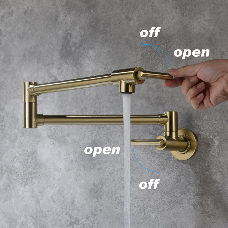 Wall-Mounted Pot Filler Faucet Foldable Kitchen Stove Faucet with Dual Joint Swing Arm