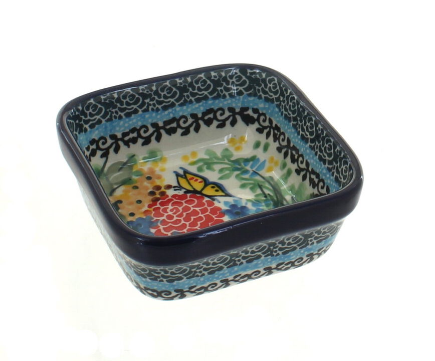 Blue Rose Polish Pottery Teresa Small Square Dish