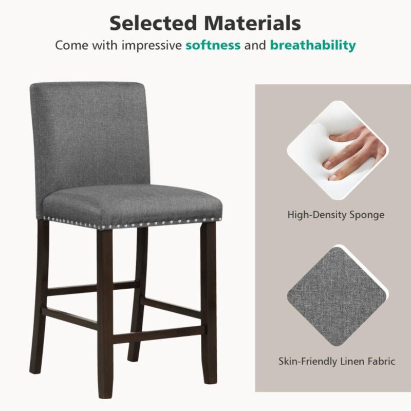 Hivvago Set of 2 PVC Leather Bar Stools with Back for Kitchen Island