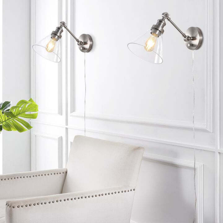 Cowie Iron/Glass Adjustable LED Wall Sconce (Set of 2)