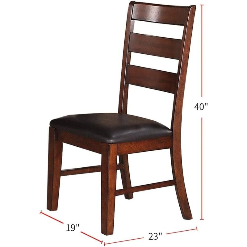 Antique Walnut Finish Solid Wood Set Of 2 Piece Chairs Dining Chair Ladder Back Cushion Seats