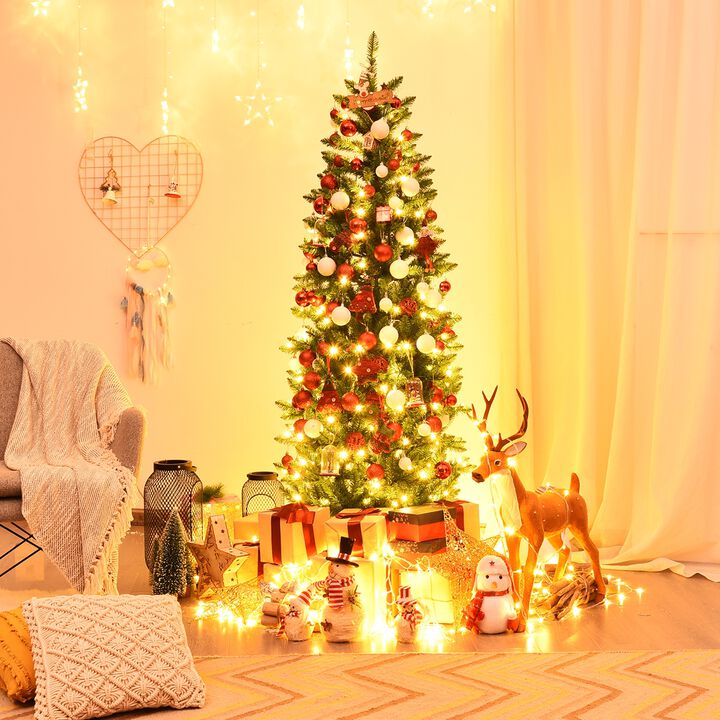Pre-lit Artificial Fir Pencil Christmas Tree for Elegant Holiday Decor and Easy Setup