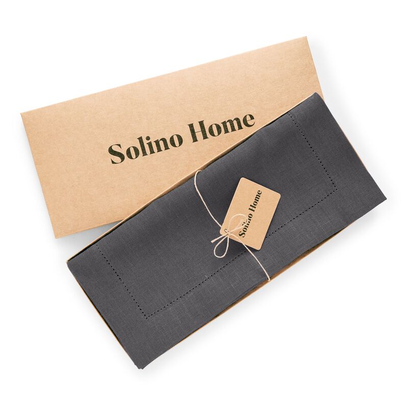 Solino Home 100% Pure Linen Table Runner | Medium Weight Hemstitch for Spring & Easter