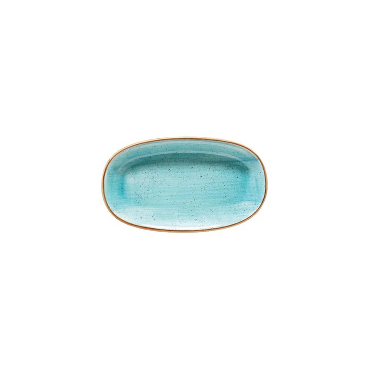 Aqua 9.5" x 5.5" x h:1.25" Oval Blue Porcelain Platter (Set of 2)