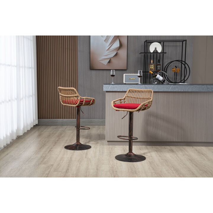 Swivel Bar Stools Set Of 2 Adjustable Counter Height Chairs With Footrest For Kitchen, Dining