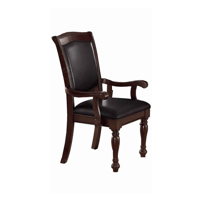 Old Style Rubber Wood Arm Chair Set Of 2 Brown-Benzara