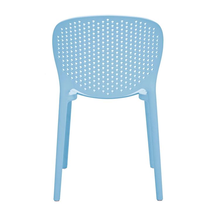 Gyna 14 Inch Kids Side Chair, Dotted Backrest, Armless, Set of 4, Blue - Benzara