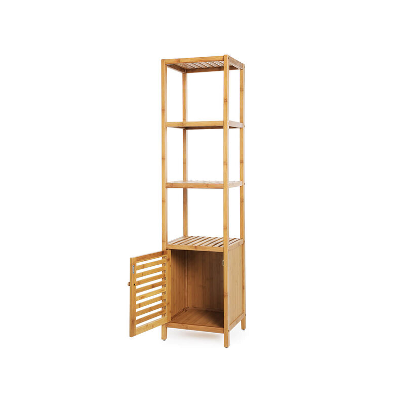 Functional 4-Tier Bamboo Floor Cabinet for Bathroom Storage