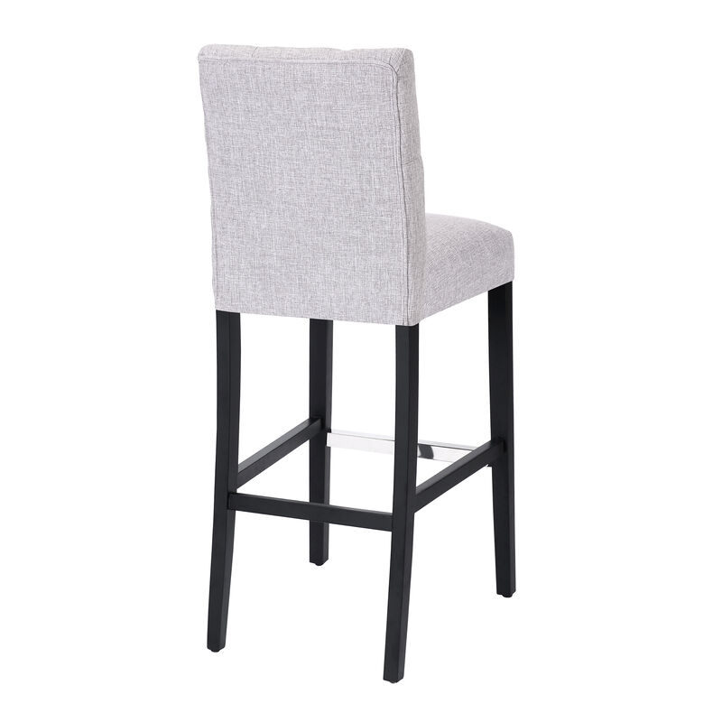 WestinTrends 29" Linen Fabric Tufted Upholstered Bar Stool, Black