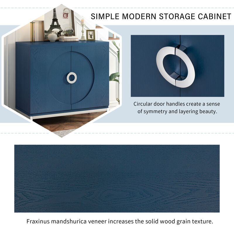 Wooden and Metal Accent Cabinet (Navy)