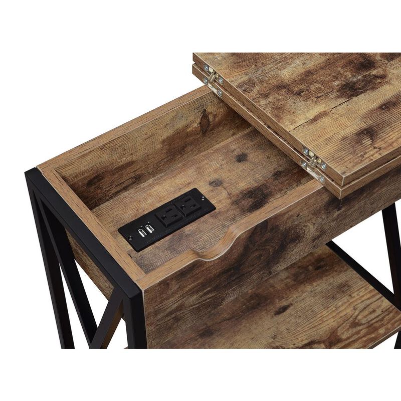 Convience Concept, Inc. Tucson Flip Top End Table with Charging Station and Shelf