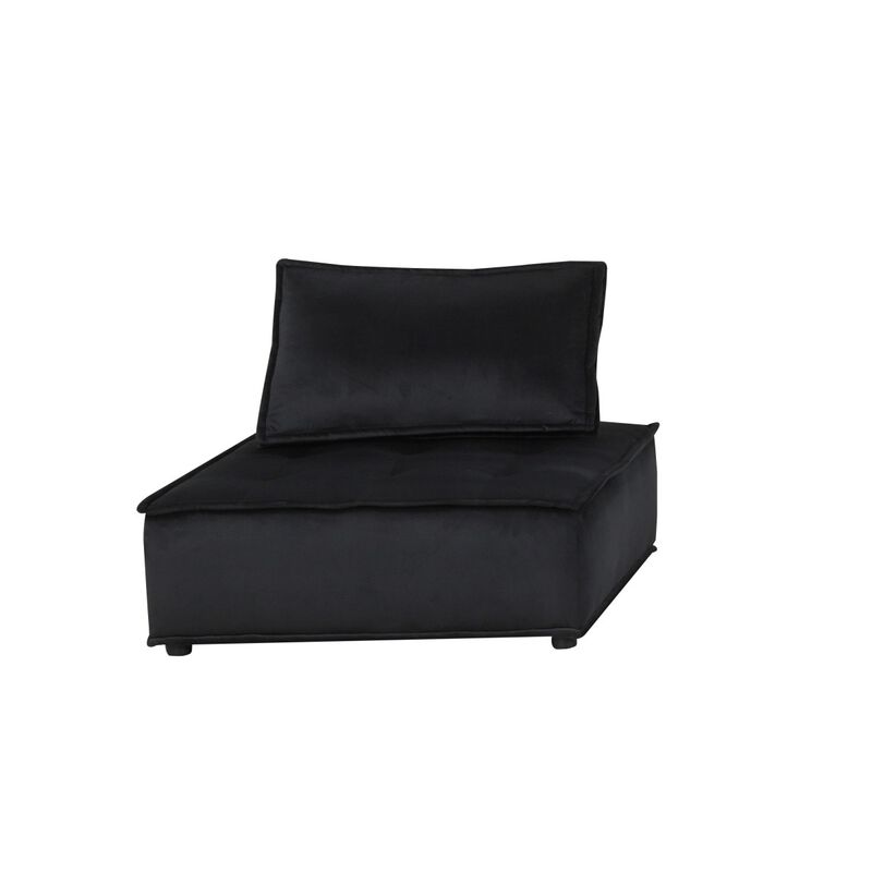 Anna Black Velvet 5 Piece Sectional Sofa Ottoman