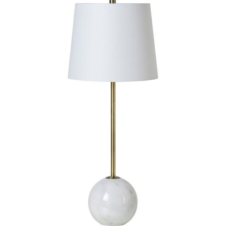 Set of 2 Marble Finish Classical Table Lamp with Natural White Tapered Shade 27"