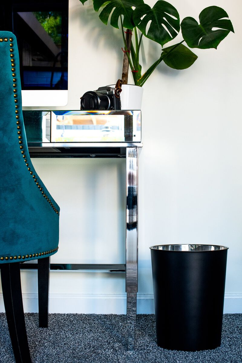 Luster Stainless Steel WasteBin-Matte Black