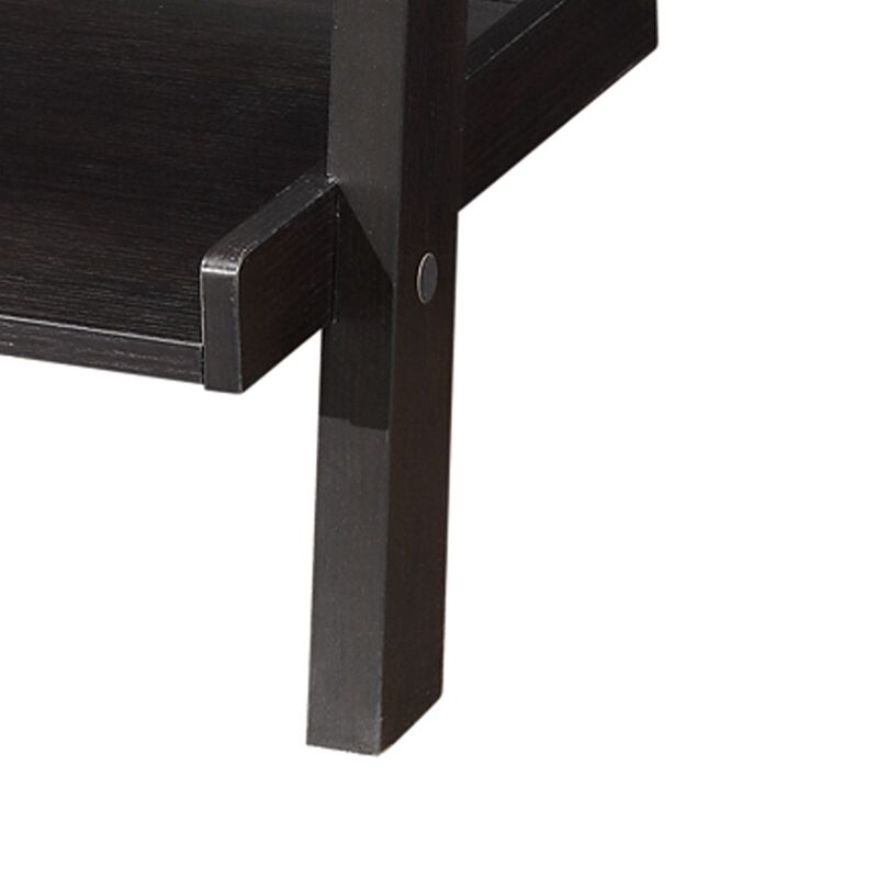 Sleek Wooden Ladder Bookcase with 5 Shelves, Brown-Benzara