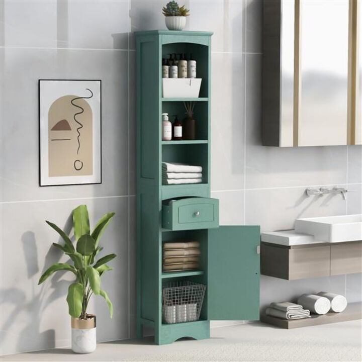 Freestanding Bathroom Storage Cabinet with Drawer and MDF Construction