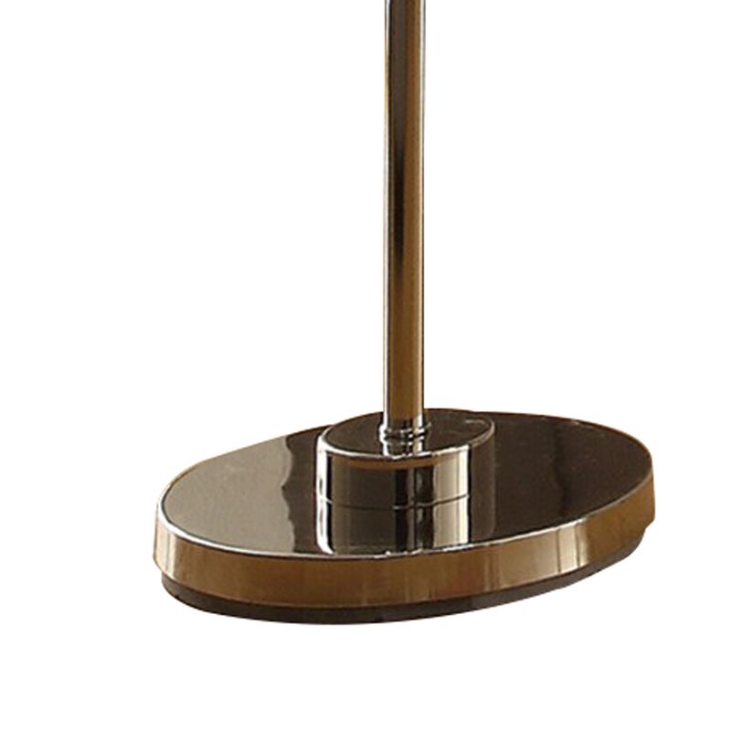 63 Inch Floor Lamp, Cone Metal Shade, Round Base, Silver Finish-Benzara